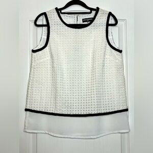 Karl Lagerfeld Paris Textured Sleeveless Layered Top Size XS Black & White
